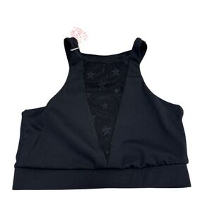 Black Mesh Sports Bra Star Print